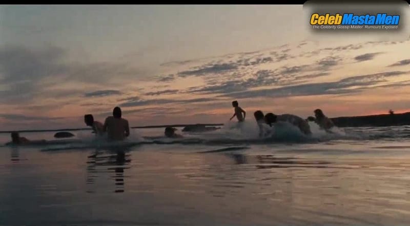 Bill Skarsgard Shirtless, Swimsuit Scene from Behind Blue Skies