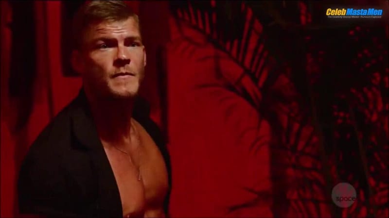 Alan Ritchson's Straight, Shirtless Scene from Blood Drive