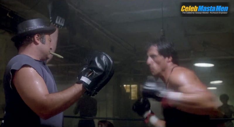Sylvester Stallone and Carl Weathers Shirtless, Bulge Scene from Rocky Iii