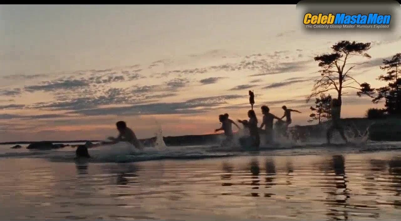 Bill Skarsgard Shirtless, Swimsuit Scene From Behind Blue - Photo 1 of 5 photo 2